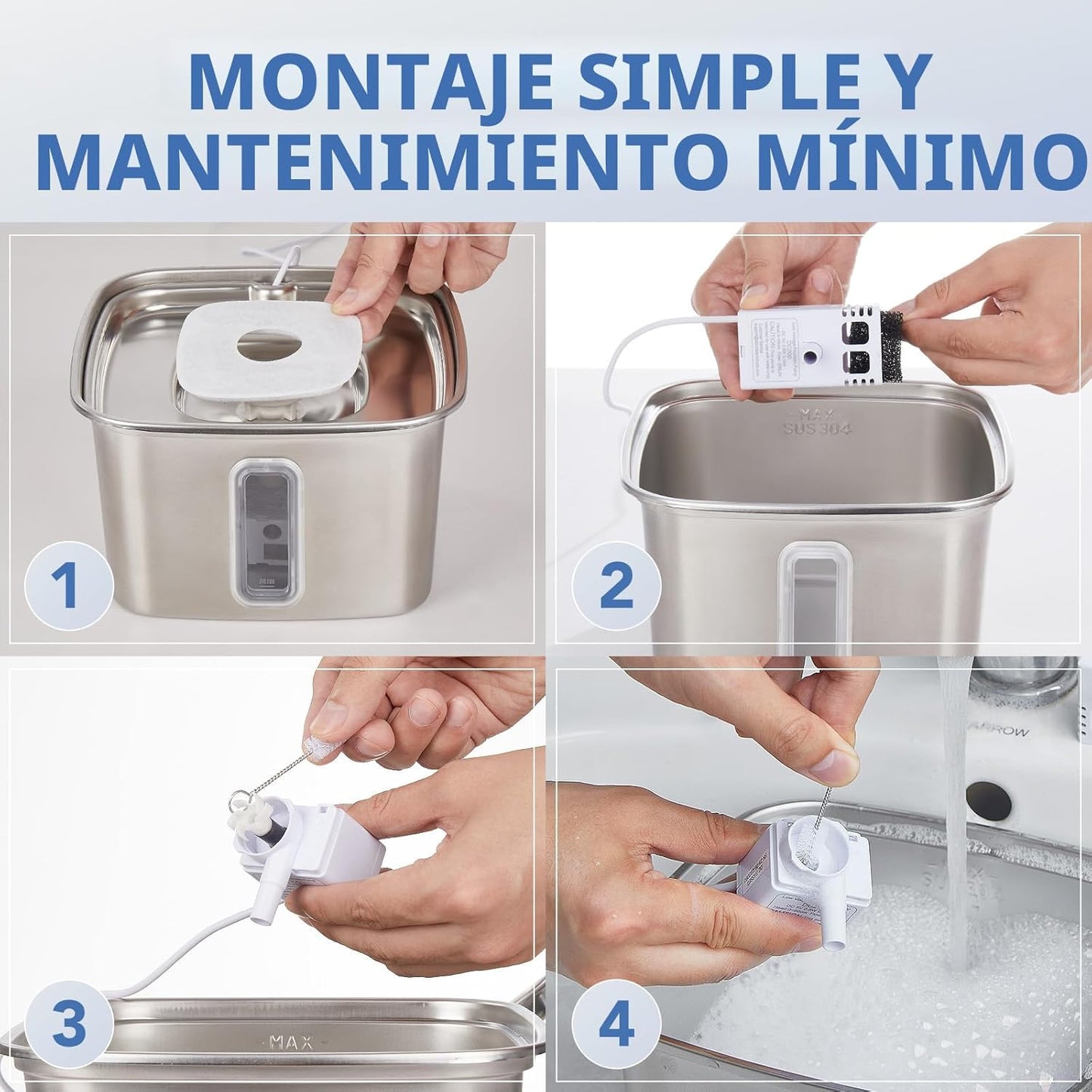 Filtros y Esponjas de Repuesto Veken para Fuente de Agua Automática para Mascotas | Compatible con 50oz, 84oz, 95oz y 108oz