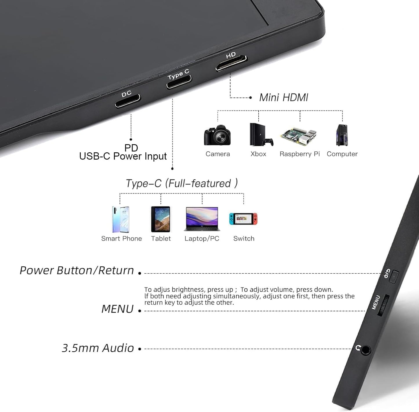 Monitor Portátil Pantalla Táctil de 15.6” FHD