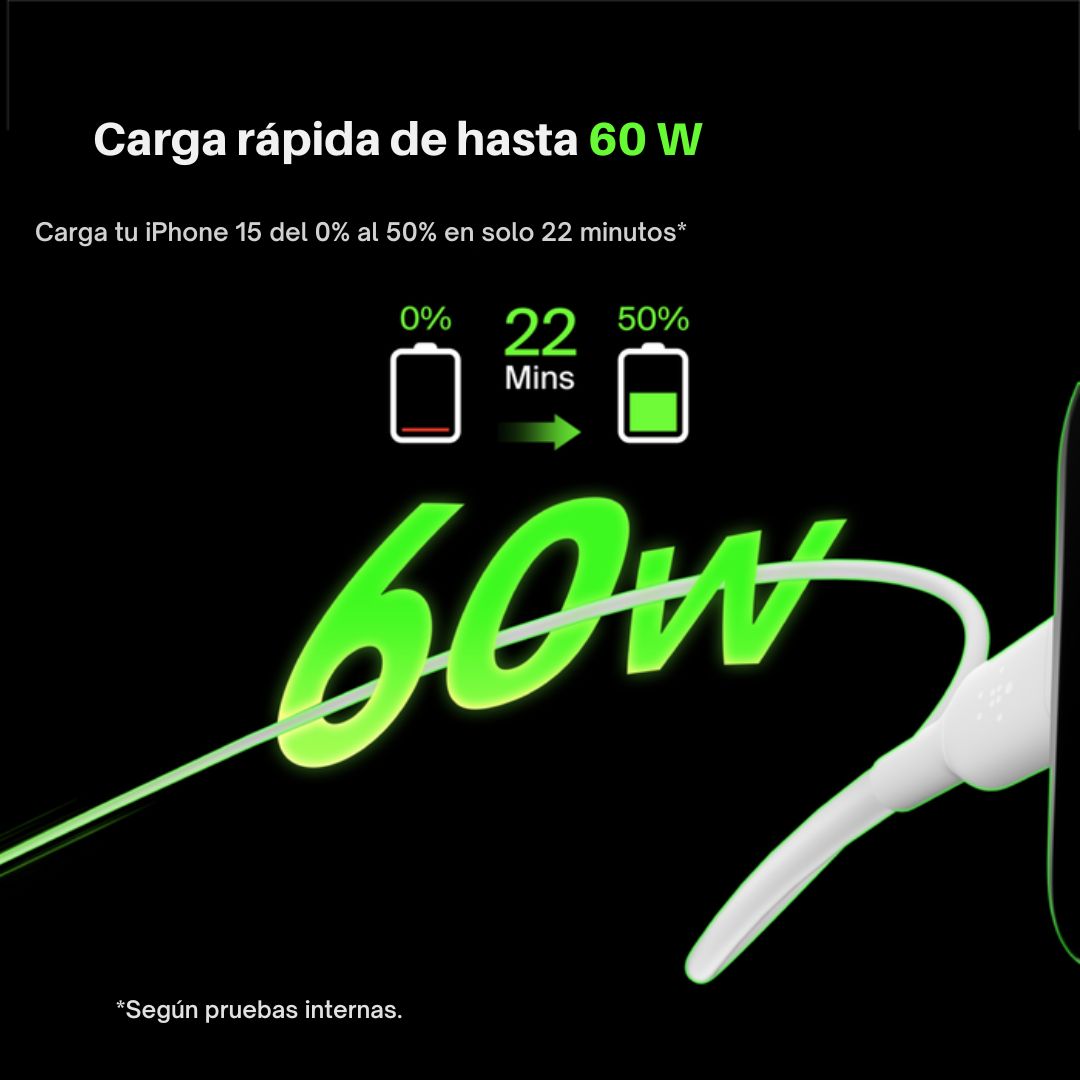 Cable BoostCharge USB-C a USB-C (1 m / 3.3 ft, Blanco)