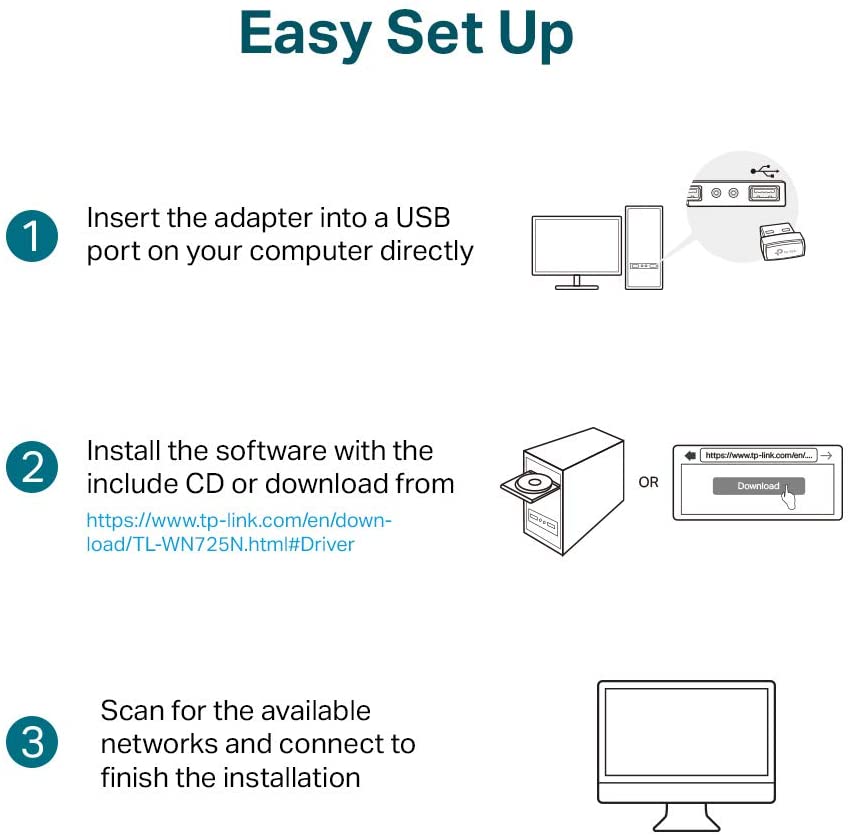 WIFI Wireless USB Adapter - TP-LINK TL-WN725 N 150 Mbps