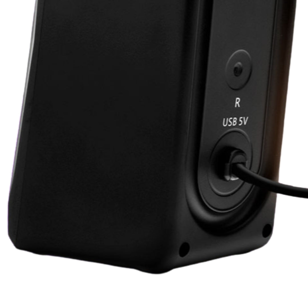 Parlantes estéreo multimedia de 2.0 canales con luces led - XTECH Incendio