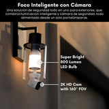 WYZE Cámara de Seguridad con Bombilla 2K HD | Visión Nocturna a Color + Luz LED Regulable | Compatible con Alexa y Google