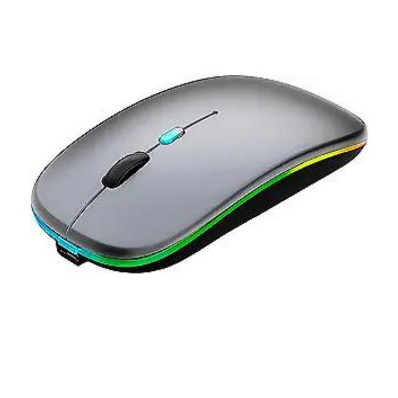 Mouse Bluetooth inalámbrico, mouse recargable LED delgado