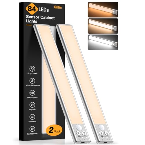 Gritin Luces LED Bajo Gabinete 10.2 Pack 2 - vista frontal fondo blanco