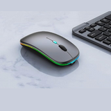 Mouse Bluetooth inalámbrico, mouse recargable LED delgado