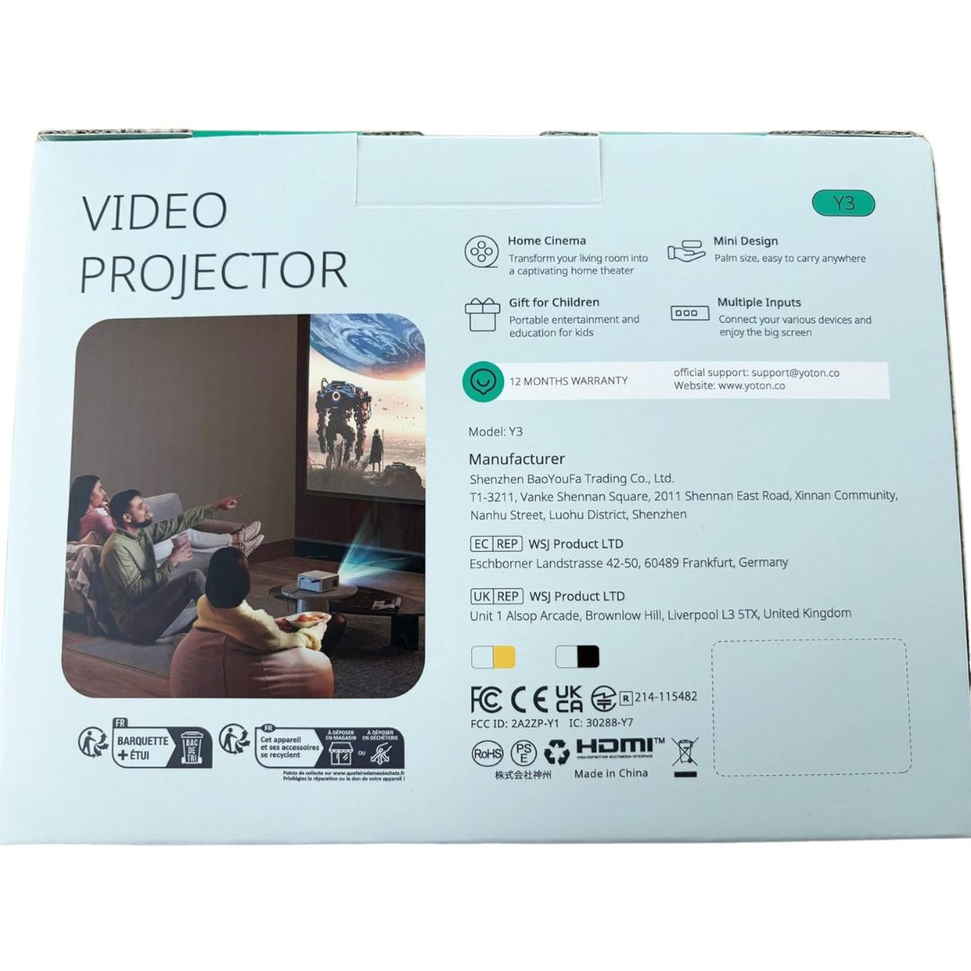 Mini Proyector YOTON Y3 – Portátil, 1080P Full HD, Compatible con iOS/Android/Laptop