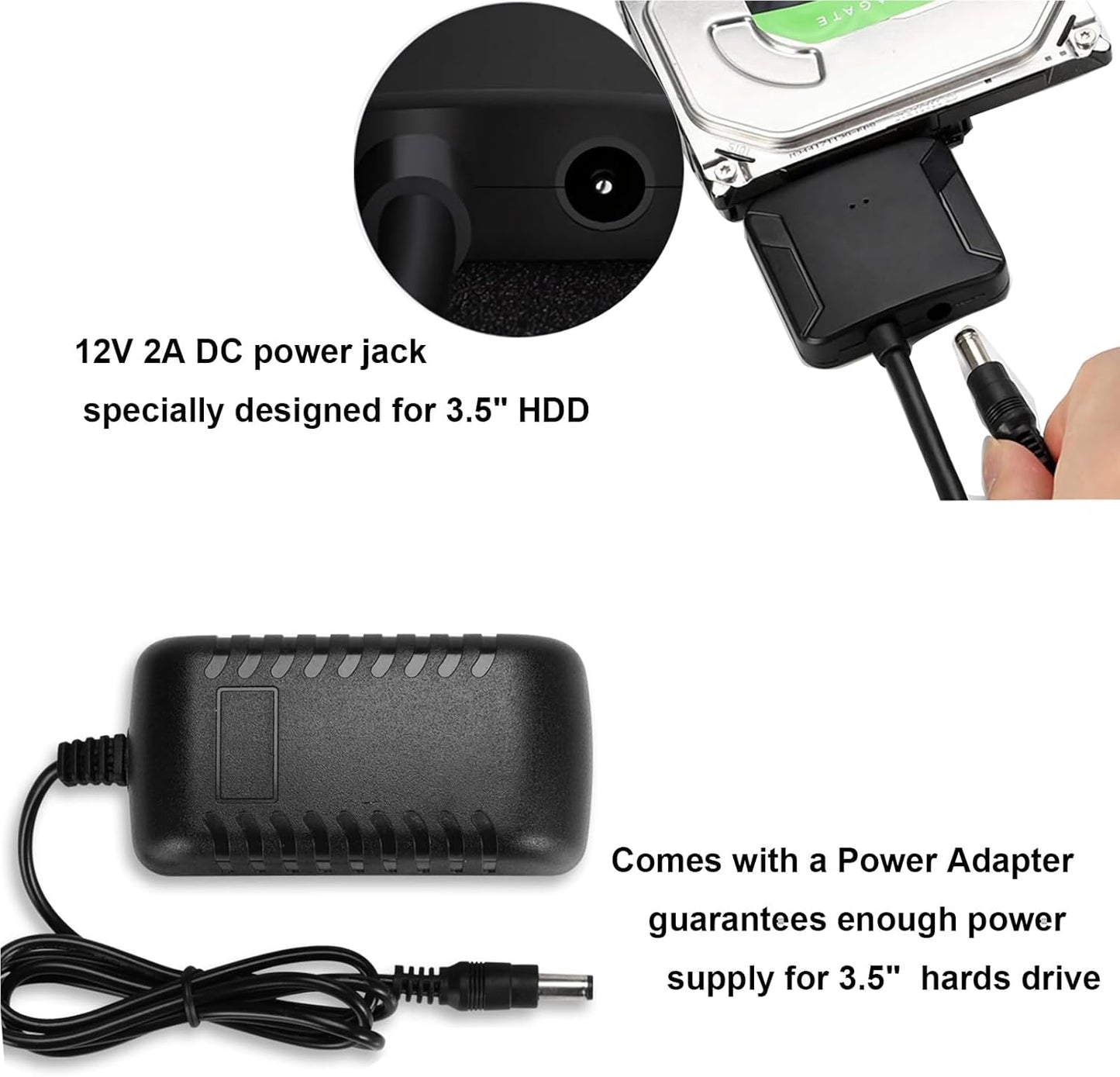 Adaptador SATA a USB 3.0 con Fuente de Alimentación | Para HDD/SSD 2.5" y 3.5"