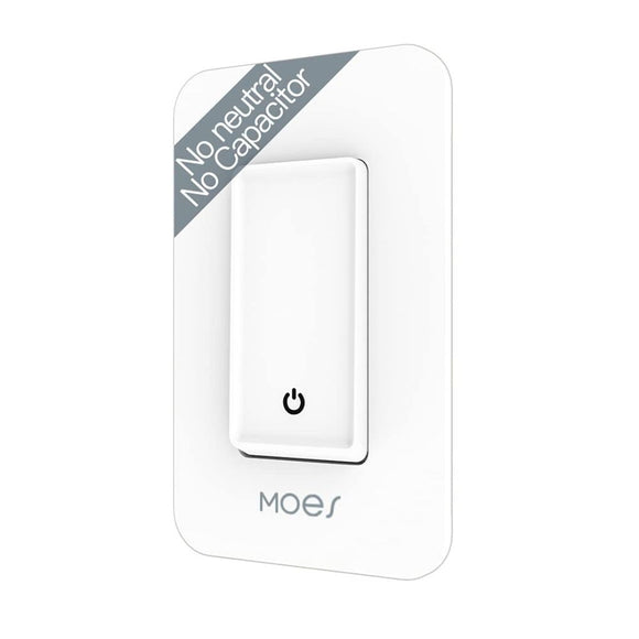 MOES Interruptor de Luz Inteligente WiFi | Sin Cable Neutro, Sin Condensador, Control por App y Voz, Compatible con Tuya y Smart Life