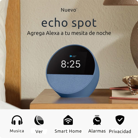 Echo Spot 2024 - Despertador Inteligente con Alexa y Sonido Vibrante