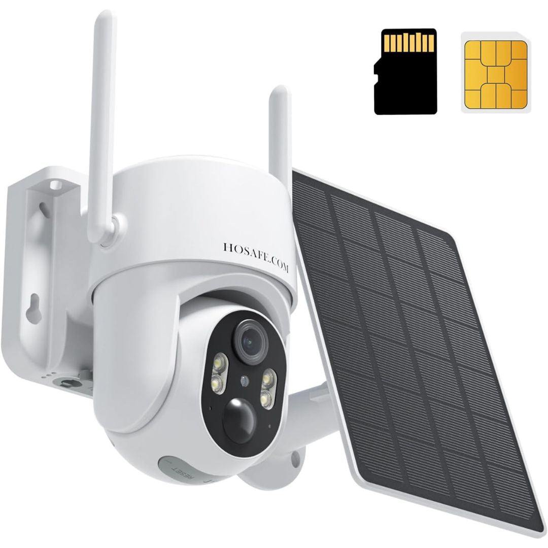 Cámara de Seguridad 4G LTE Solar – Sin WiFi, Visión Nocturna 2K, PTZ 360°