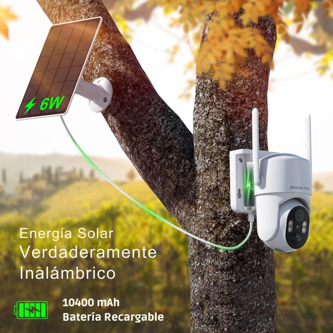 Cámara de Seguridad 4G LTE Solar – Sin WiFi, Visión Nocturna 2K, PTZ 360°