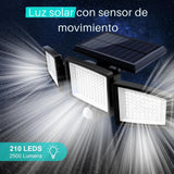 Luz Solar Exterior con Sensor de Movimiento 2500lm