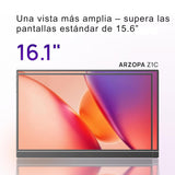 Monitor Portátil ARZOPA Z1C de 16.1” FHD 1080P IPS – 100% sRGB, con Soporte Integrado y Conectividad USB-C/Mini HDMI