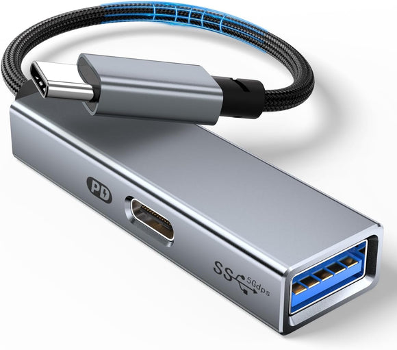 Adaptador USB C OTG con Carga PD 60W, 2 en 1 USB 3.0 OTG