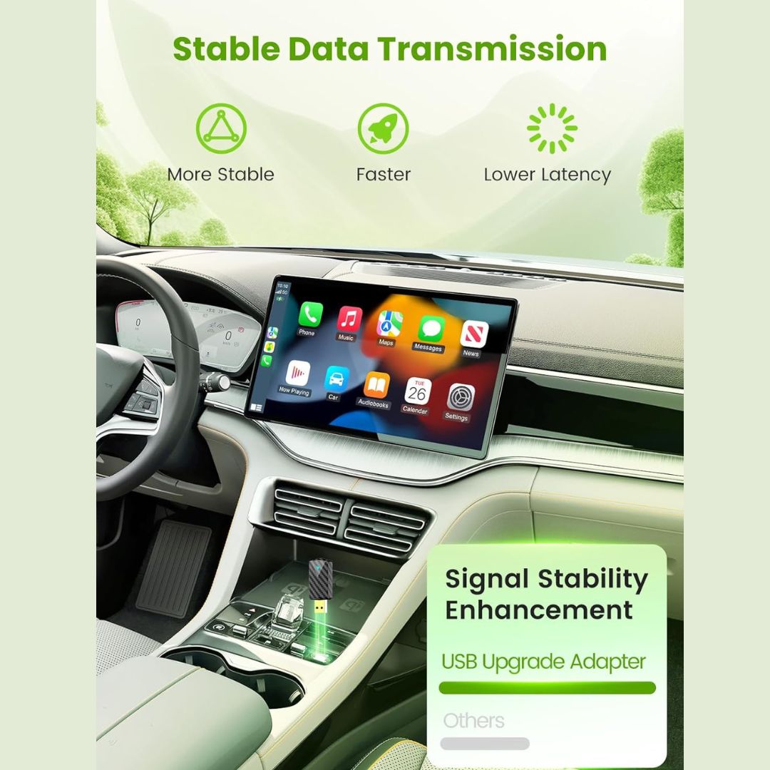 Mini Adaptador Inalámbrico CarPlay WiFi 5GHz y Bluetooth 5.3 — De Cable a Inalámbrico para iPhone, Android Auto y Vehículos 2016+