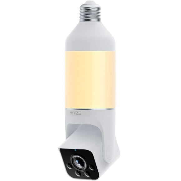 WYZE Cámara de Seguridad con Bombilla 2K HD | Visión Nocturna a Color + Luz LED Regulable | Compatible con Alexa y Google