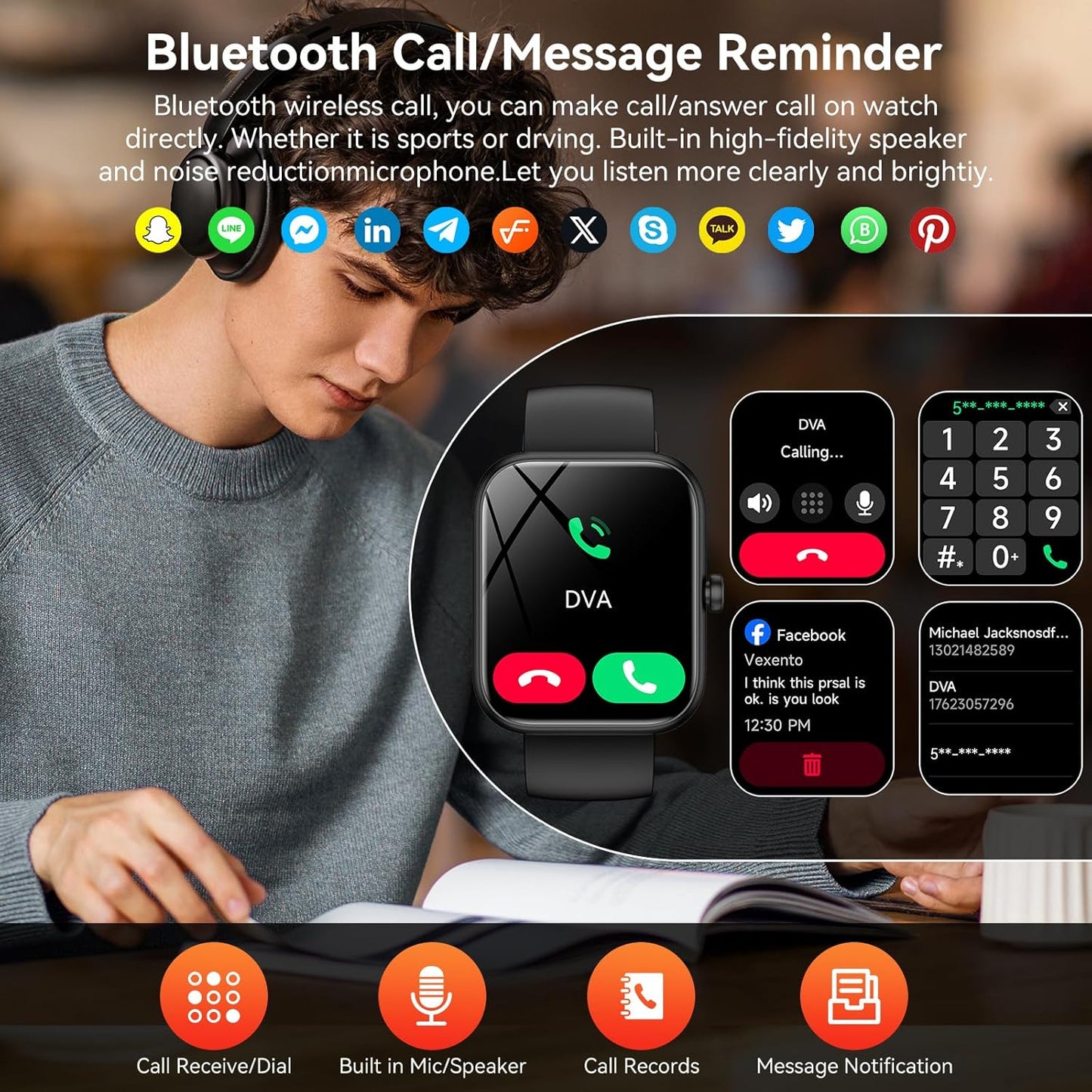 Reloj Inteligente con Alexa Integrada, Llamadas Bluetooth y Pantalla HD