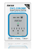 Forza Protector de Sobretensión de Pared con 3 Tomas, Puertos USB-A/USB-C y Luz Nocturna