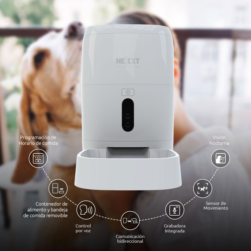 Dispensador Inteligente de Alimento para Mascotas con Wi-Fi® y Cámara 2K – Nexxt Solutions (NHA-P610)