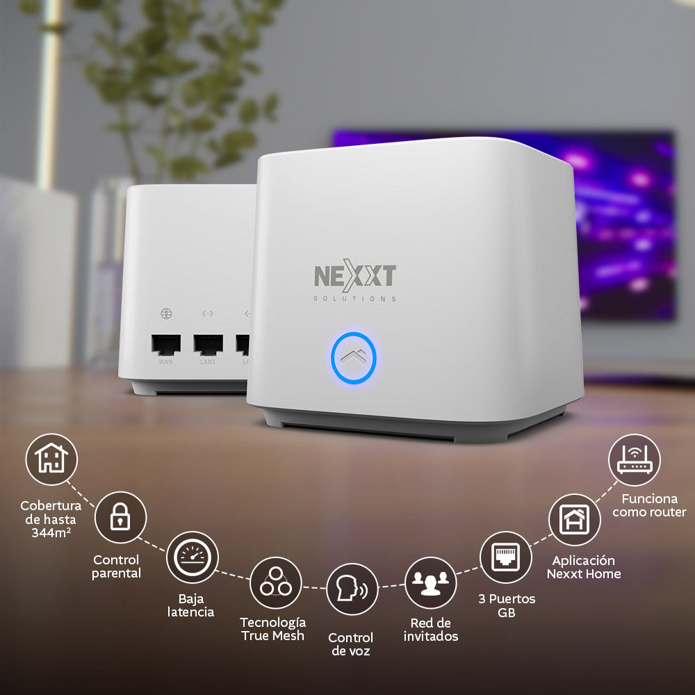 Router Wi-Fi 6 Mesh Bolt AX1800 de Nexxt Solutions (Pack de 2)