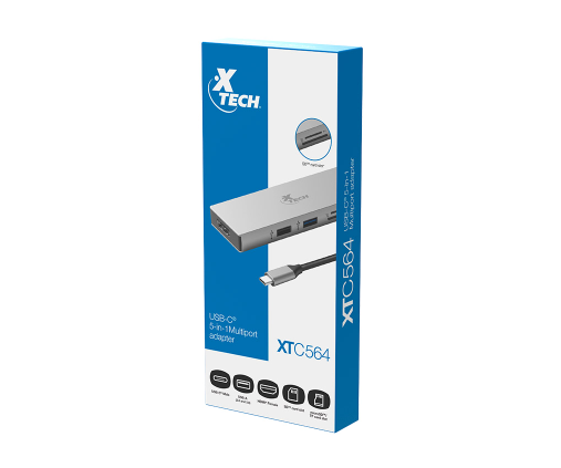 Adaptador multipuerto 5 en 1 con conexión USB-C