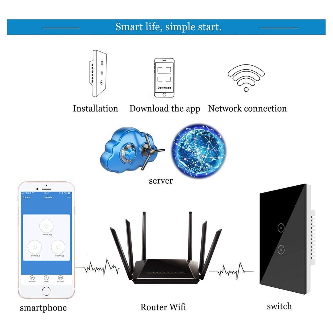 Interruptor de luz inteligente de xenón, 2,4 Ghz WiFi
