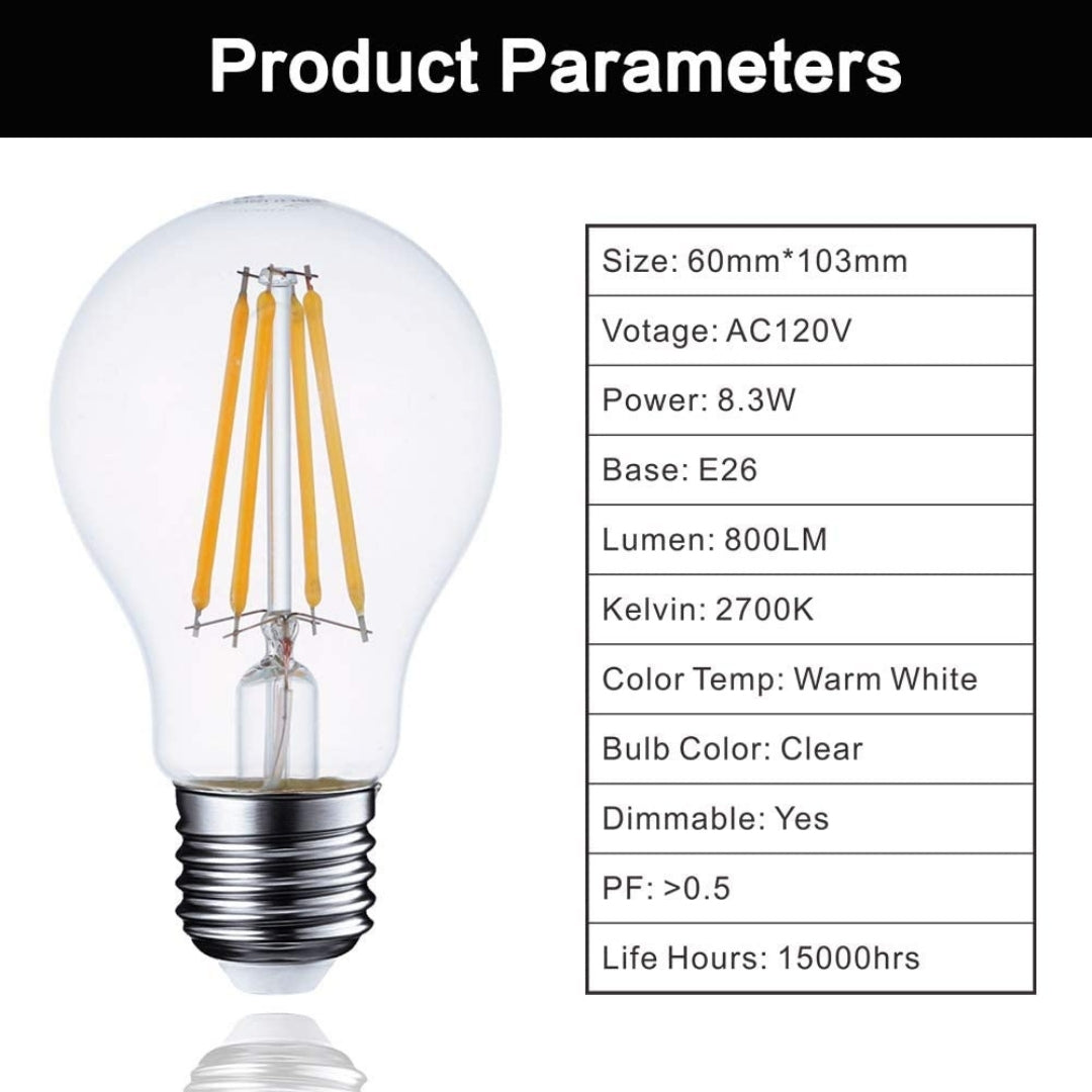Foco con filamento LED de 60 W blanco cálido