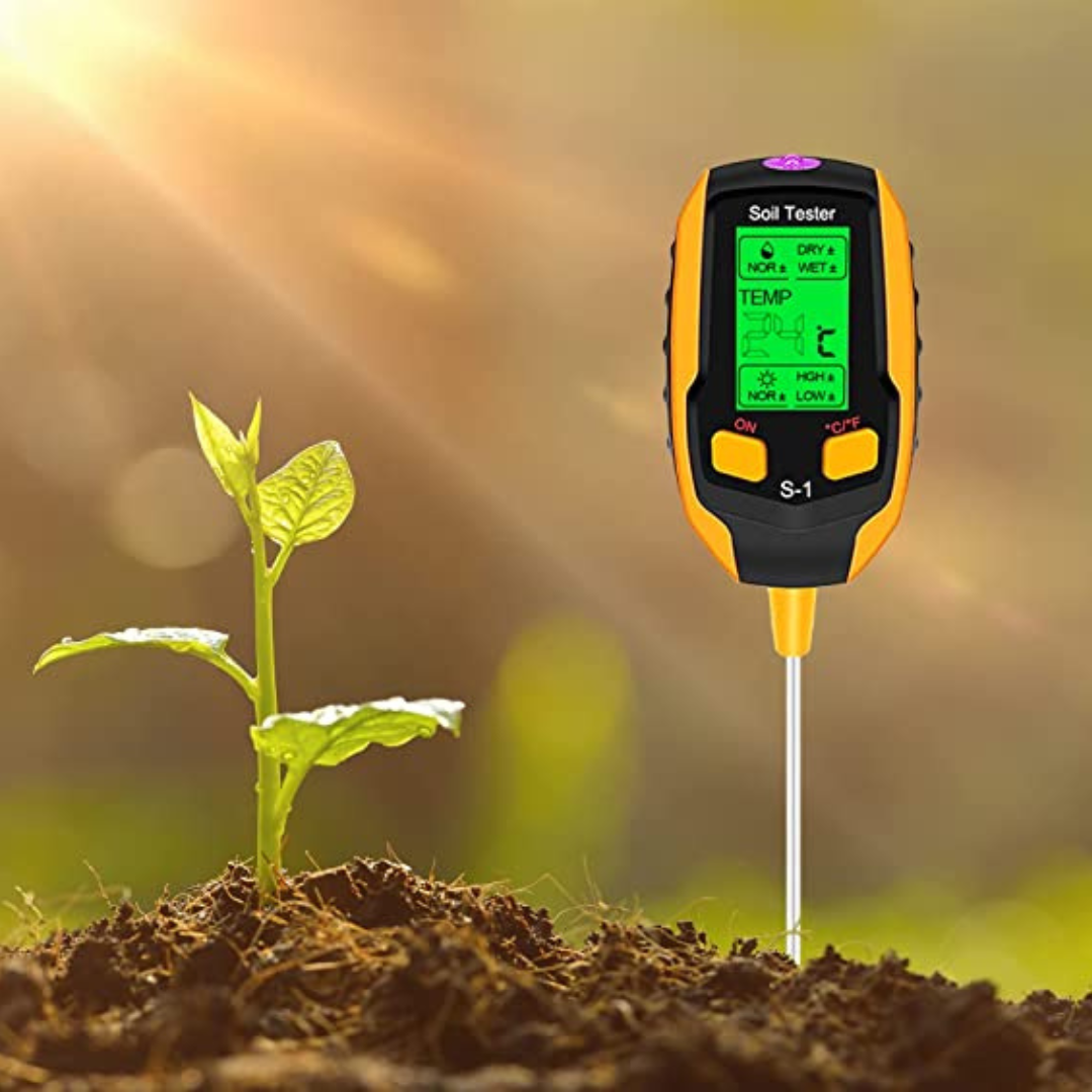 4 - In - 1 higrómetro de suelo para detectar la temperatura de la planta /  humedad del suelo / medidor de ph / intensidad solar / humedad ambiental  Probador de suelo de plantas para horticultor