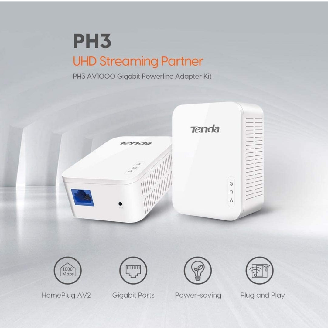 Adaptador Gigabit Powerline de 1 puerto - Tenda AV1000