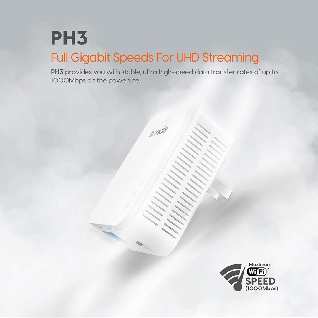 Adaptador Gigabit Powerline de 1 puerto - Tenda AV1000