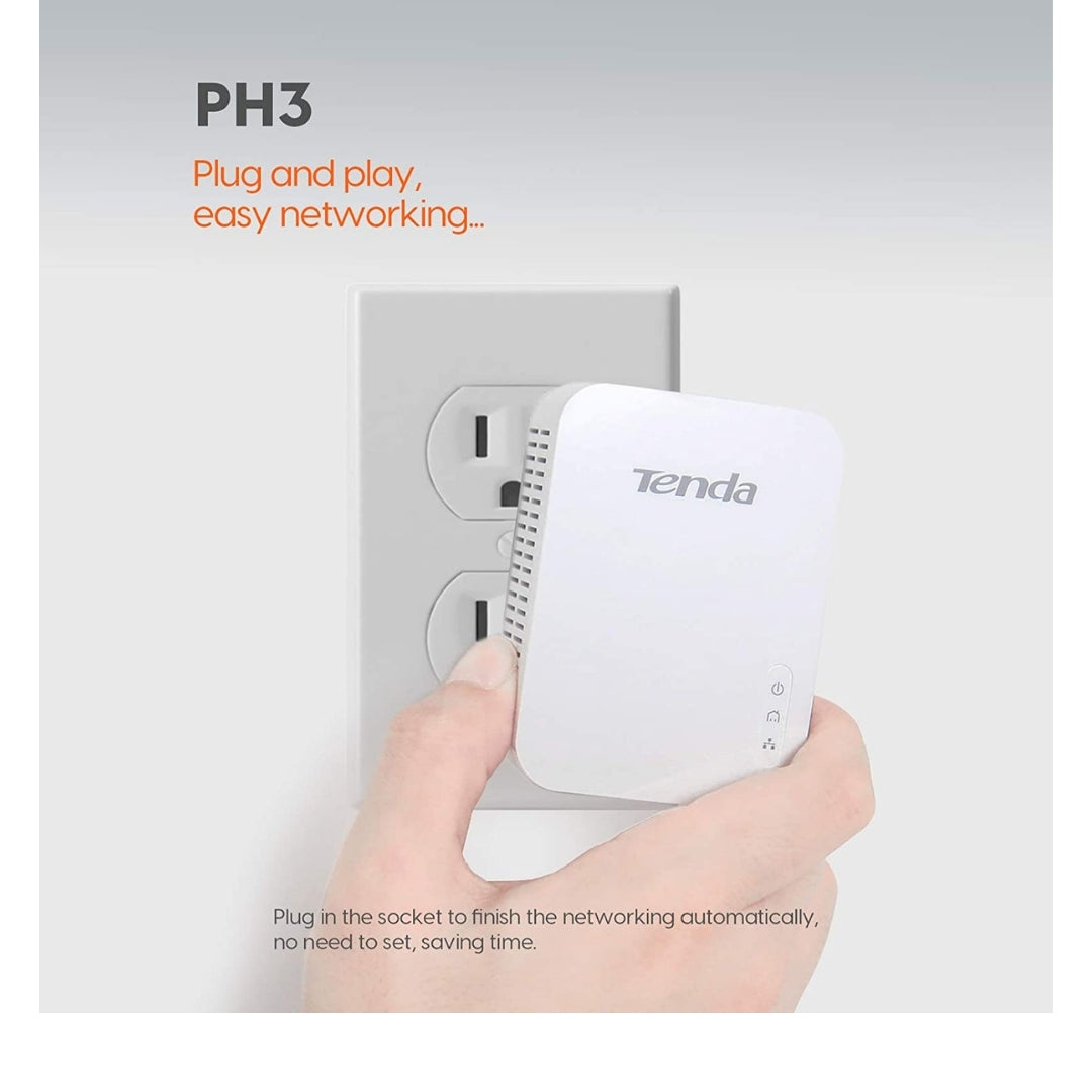 Adaptador Gigabit Powerline de 1 puerto - Tenda AV1000