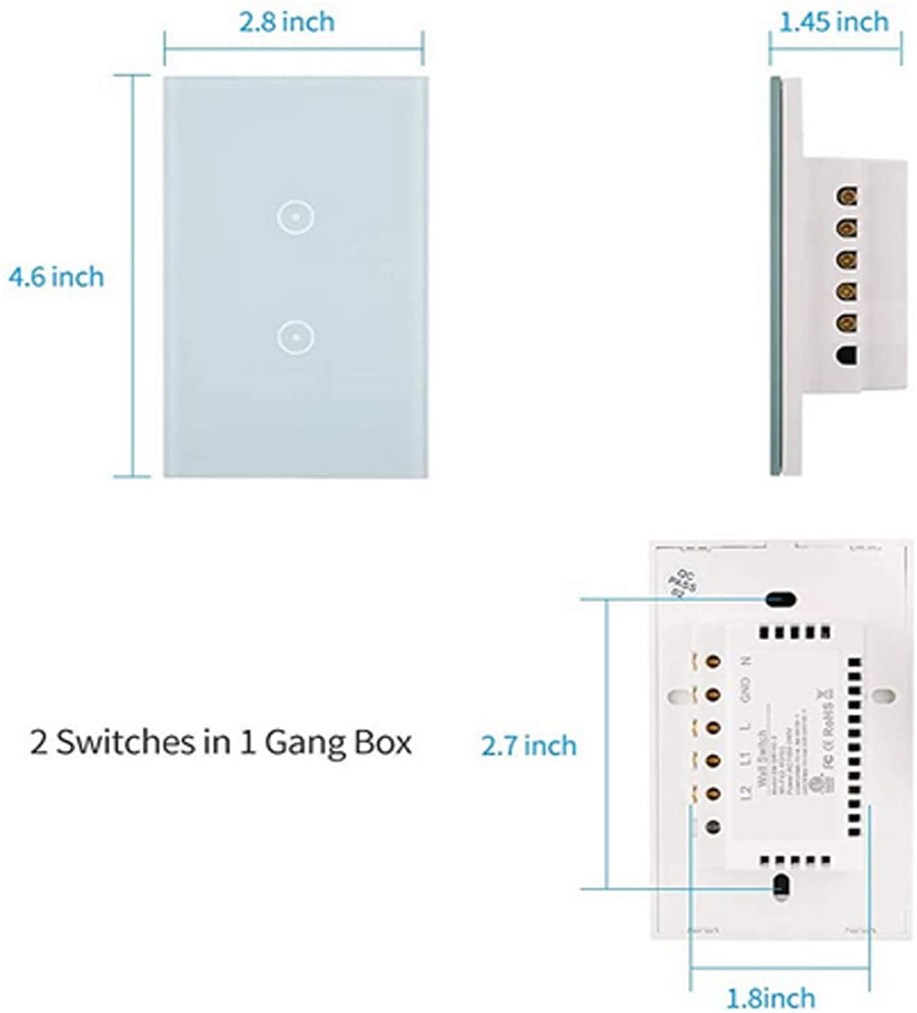 Interruptor de pared Smart de Vidrio Templado
