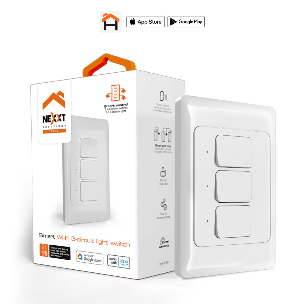 Interruptor de 3 circuitos inteligente con conexión Wi-Fi