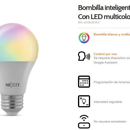 Foco Smart LED marca Nexxt - Luz de Colores
